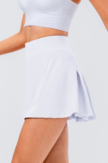 High Waist Pleated Active Skirt With Leg Pocket