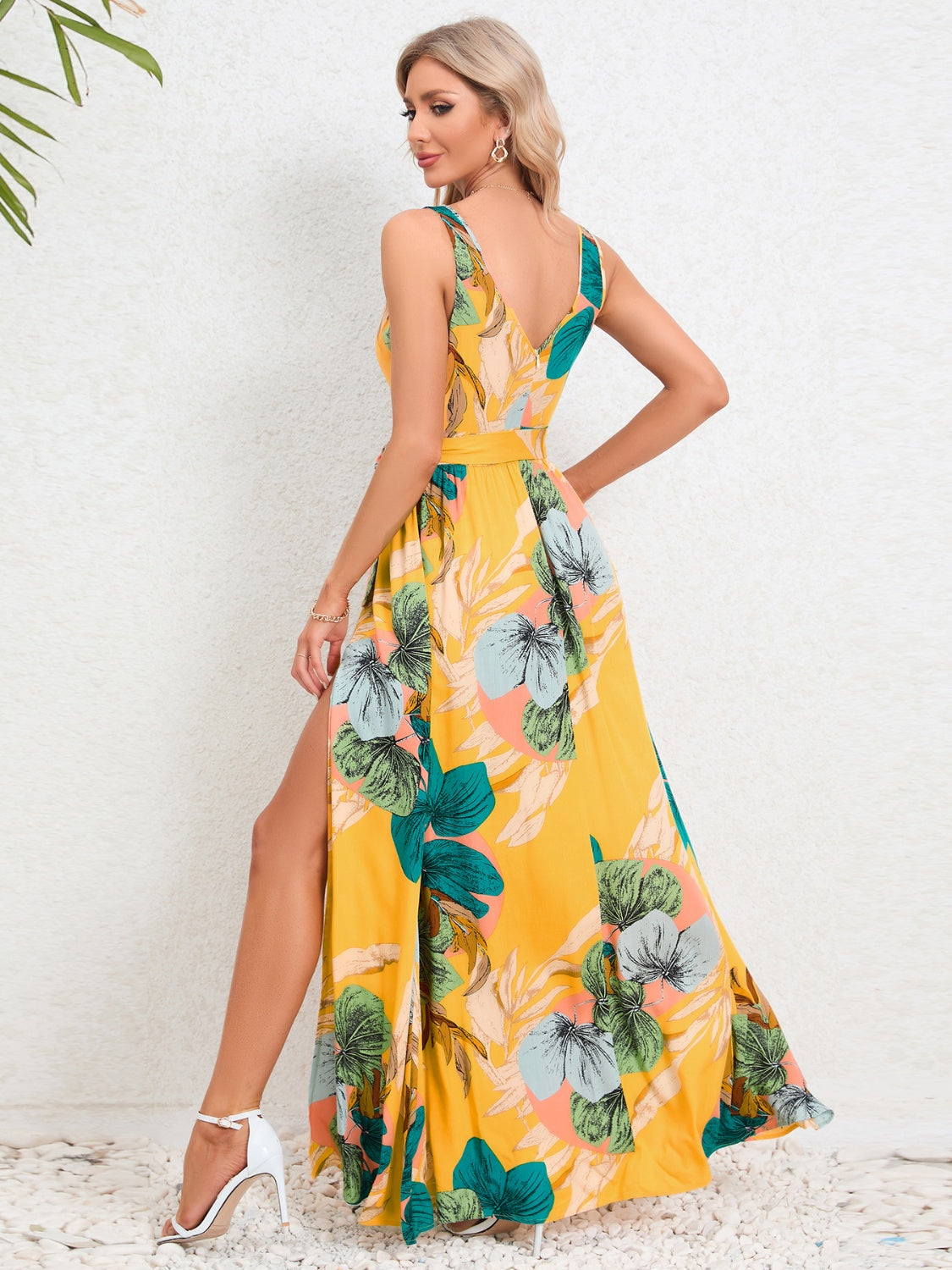 Slit Tied Floral Maxi Dress