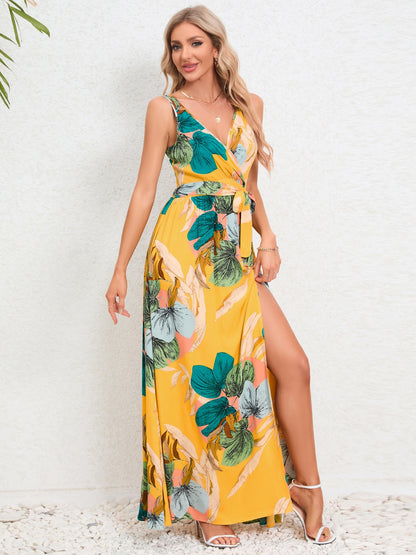 Slit Tied Floral Maxi Dress