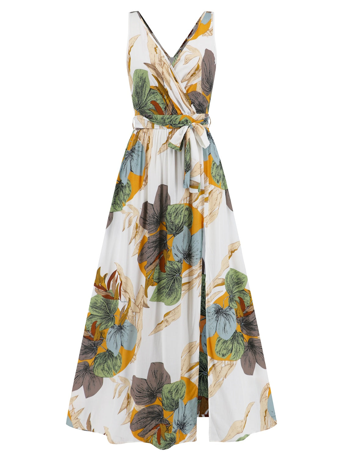 Slit Tied Floral Maxi Dress