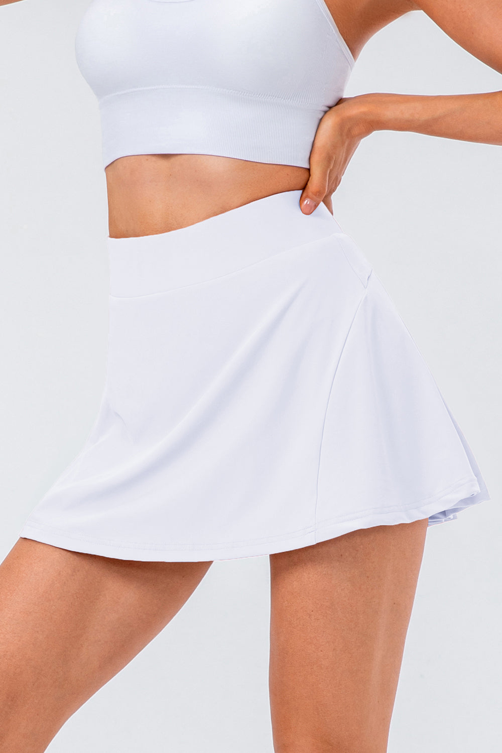 High Waist Pleated Active Skirt With Leg Pocket