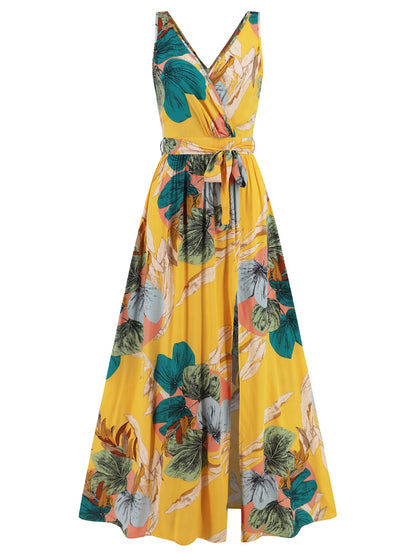 Slit Tied Floral Maxi Dress