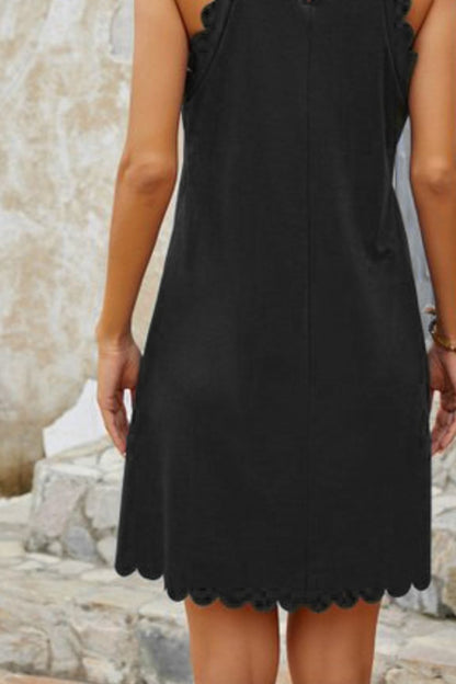 Mock Neck Sleeveless Mini Dress