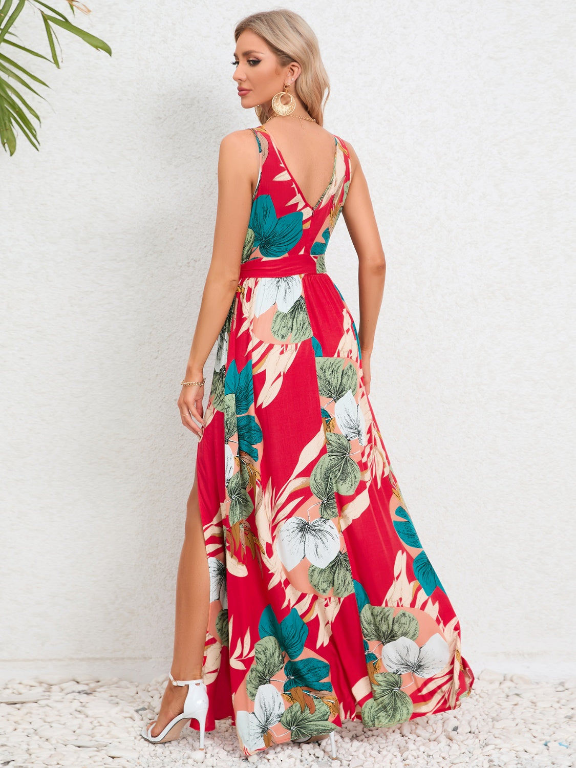 Slit Tied Floral Maxi Dress