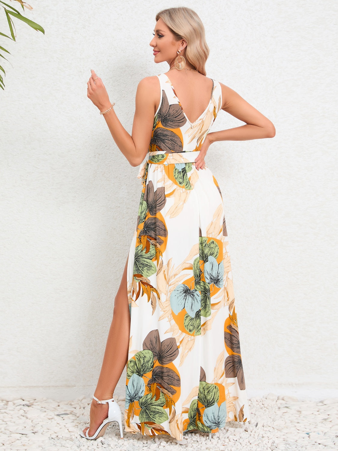 Slit Tied Floral Maxi Dress