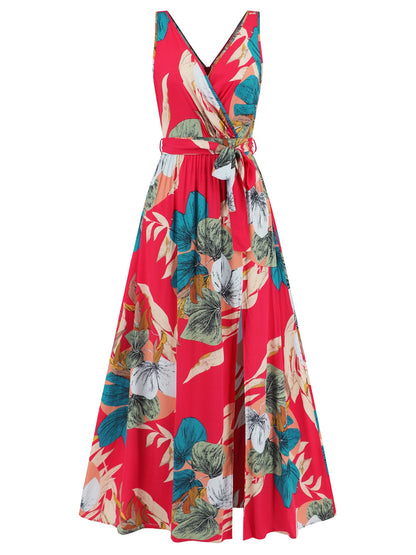 Slit Tied Floral Maxi Dress