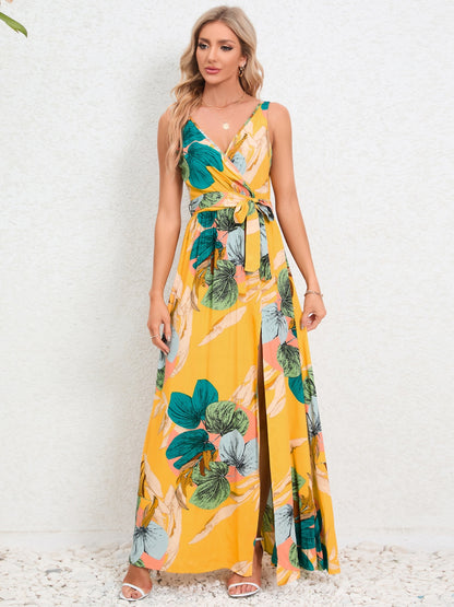 Slit Tied Floral Maxi Dress