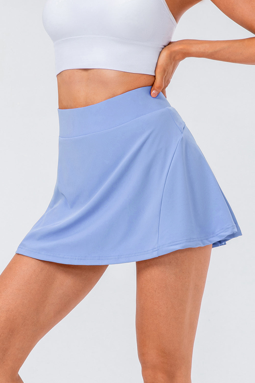 High Waist Pleated Active Skirt With Leg Pocket