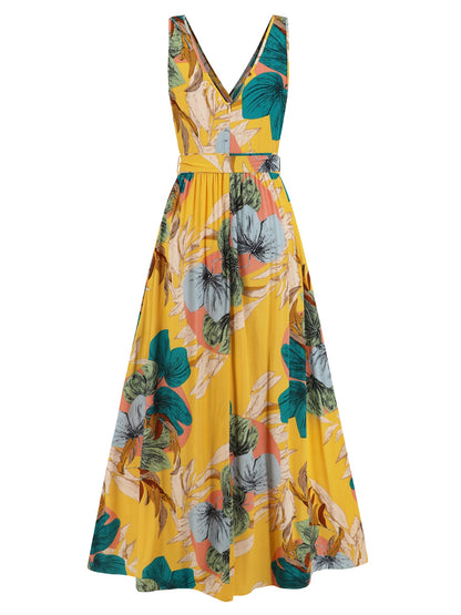 Slit Tied Floral Maxi Dress