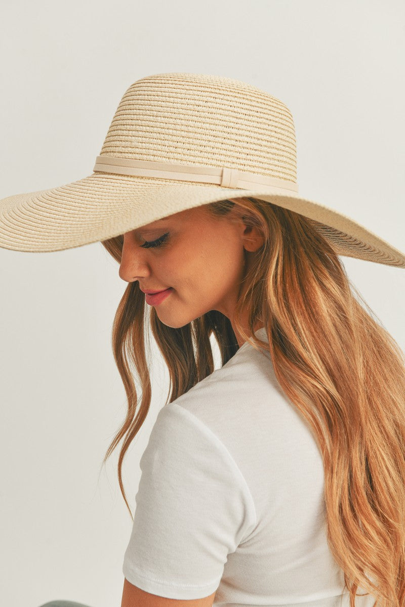 Fame Sequin "Just Chill Out" Wide Brim Straw Hat